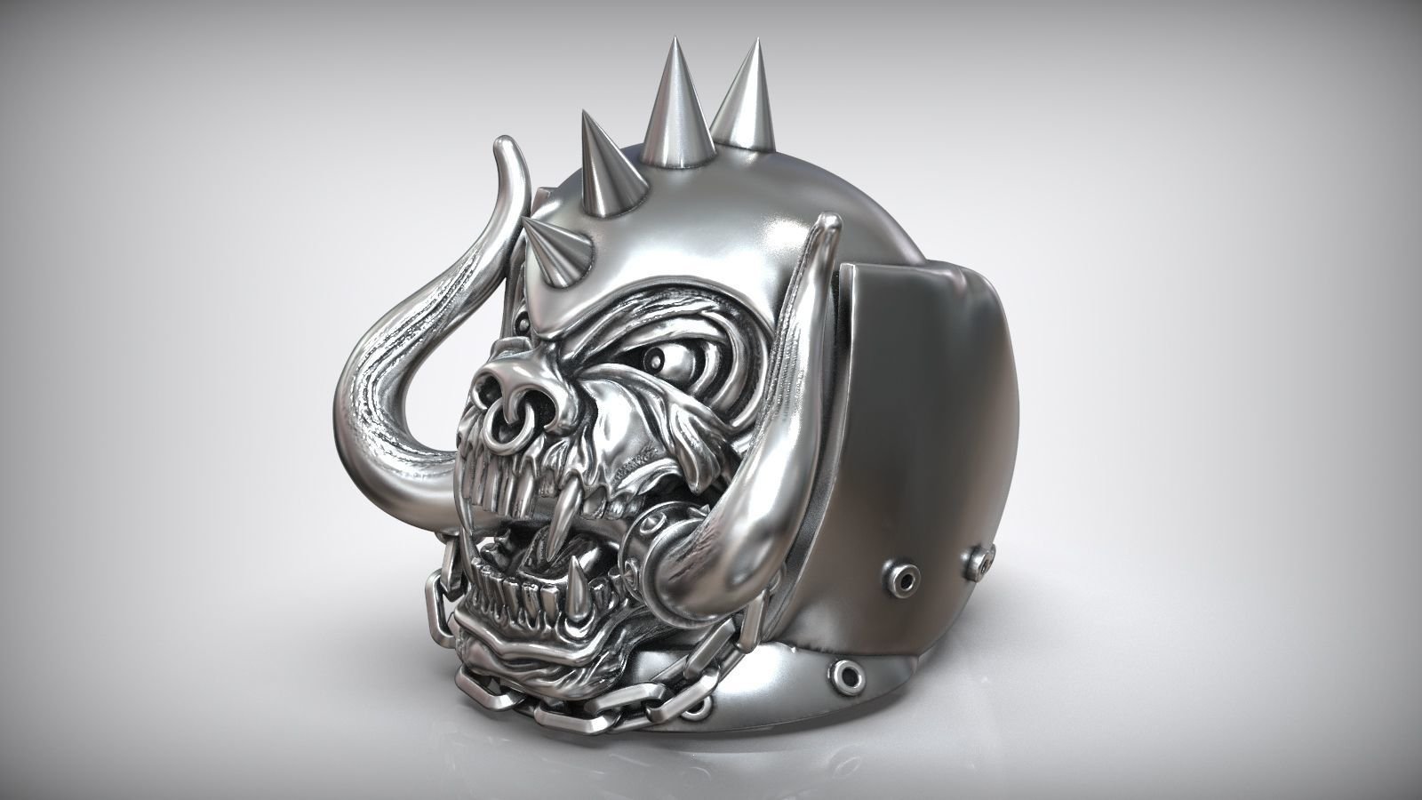 Motorhead Warpig Skull Metal Band 925 Sterling Silver Ring - Image 2