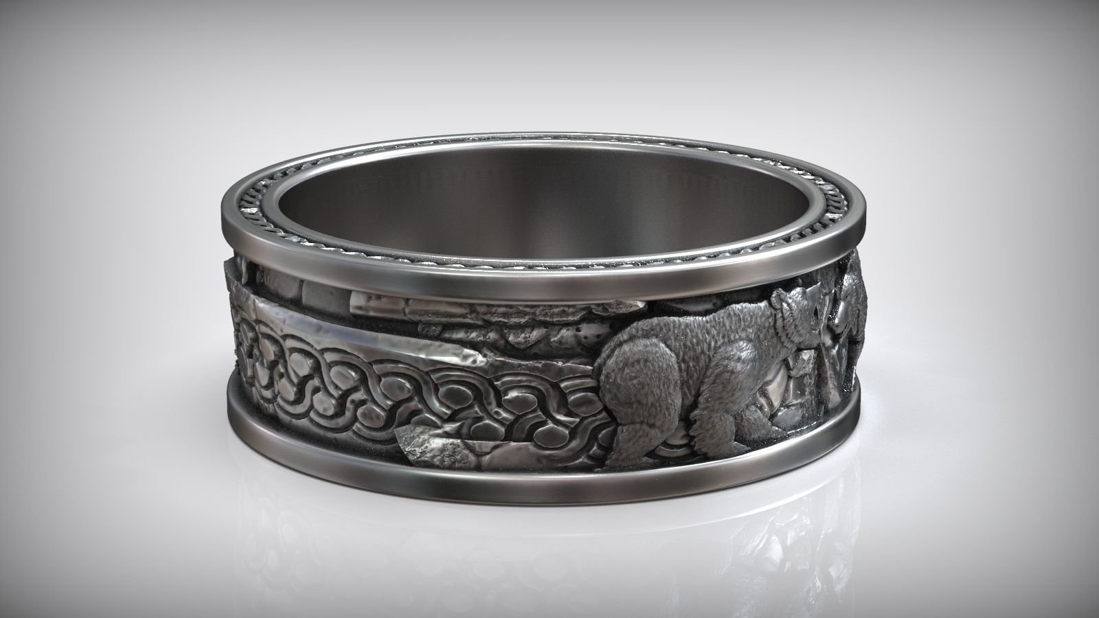 Nordic Viking Polar Bear Wedding Band - Image 4
