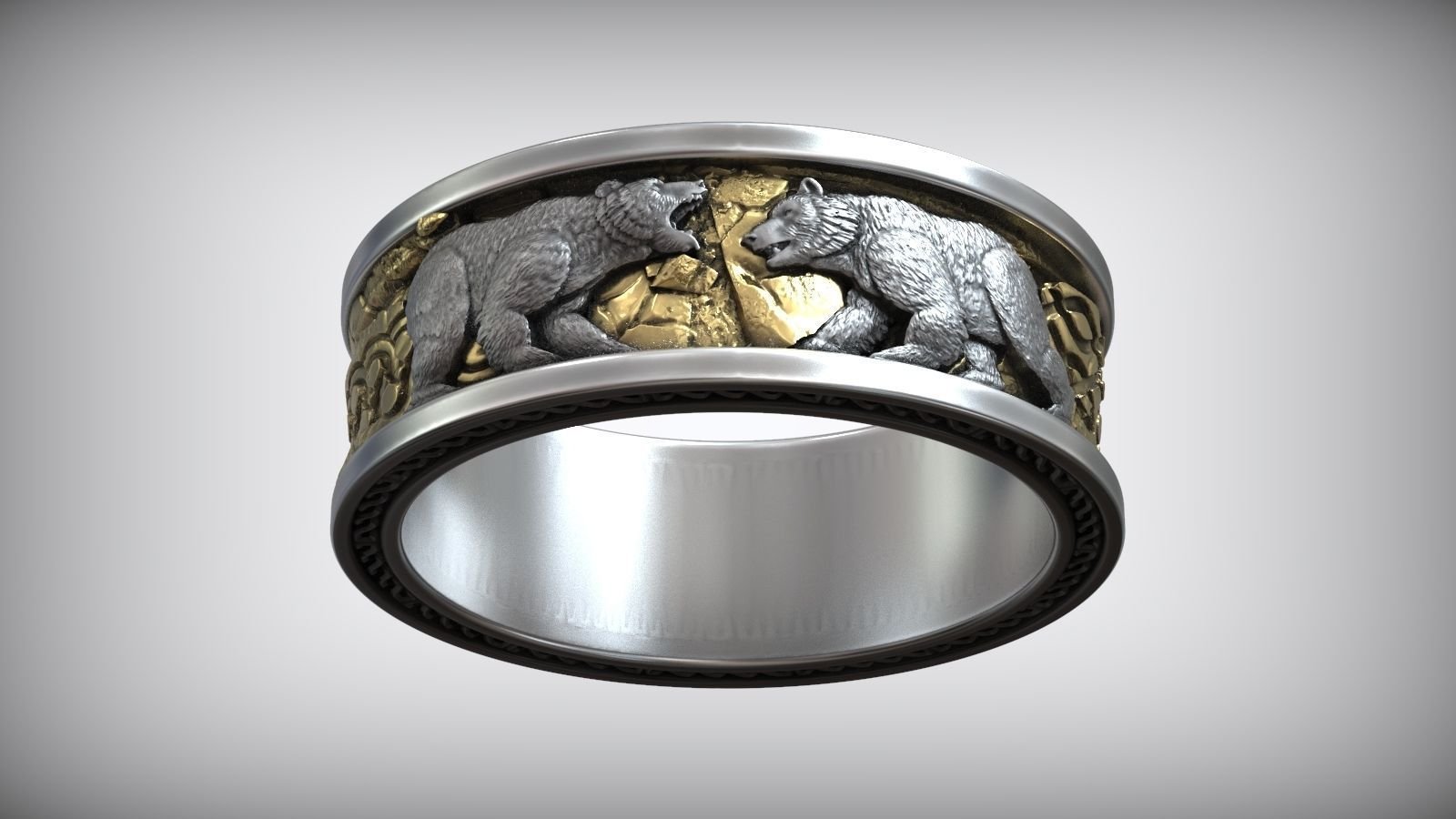 Nordic Viking Polar Bear Wedding Band - Image 5