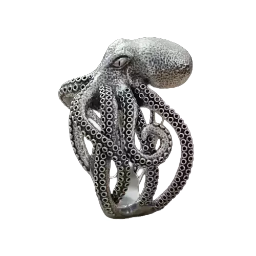 Octopus Tentacle Engagement 925 Sterling Silver Ring Fantasy and Detailed