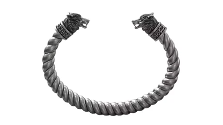 Odin Wolves Nordic Viking Bangle Amulet 925 Sterling Silver Bracelet