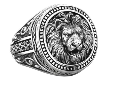 Patterned lion 925 Sterling Silver ring 780