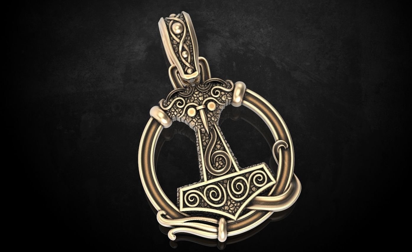 925 Sterling Silver Pendant hammer with patterns there is a variant with ravens 292 - Image 4