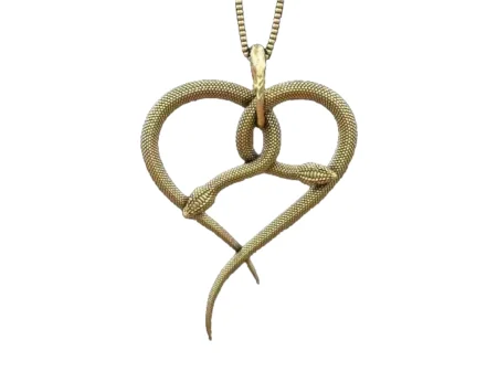 925 Sterling Silver Pendant heart snakes serpents scales