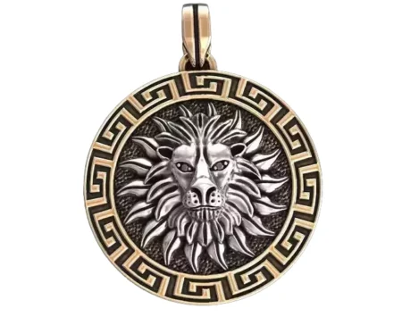 925 Sterling Silver Pendant of the solar lion in the Greek style 344