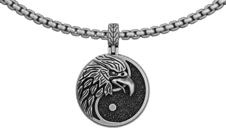 925 Sterling Silver Pendant with an eagle yin yang 153