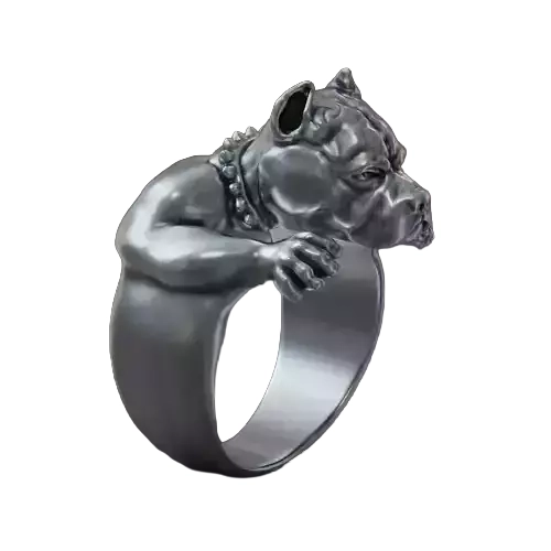 Pitbull dog jewelry 925 Sterling Silver ring for men