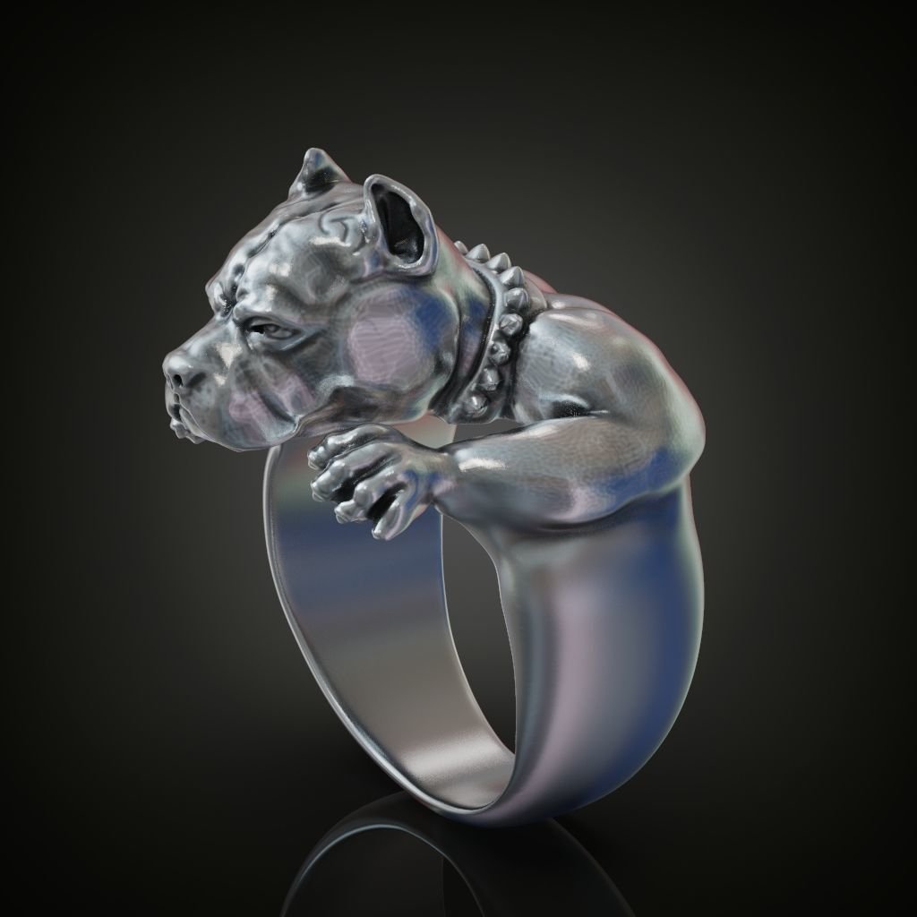 Pitbull dog jewelry 925 Sterling Silver ring for men - Image 2