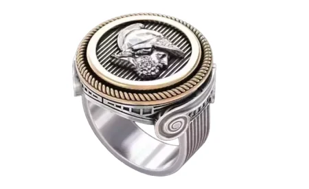 925 Sterling Silver Ring coin greek 124