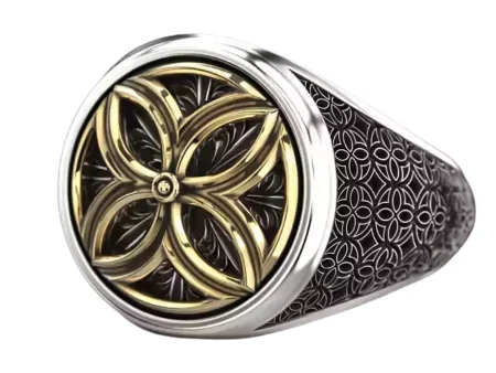925 Sterling Silver Ring in flower of life patterns 697
