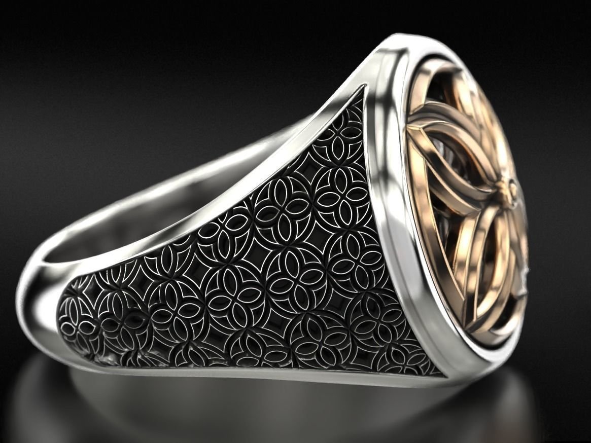 925 Sterling Silver Ring in flower of life patterns 697 - Image 4