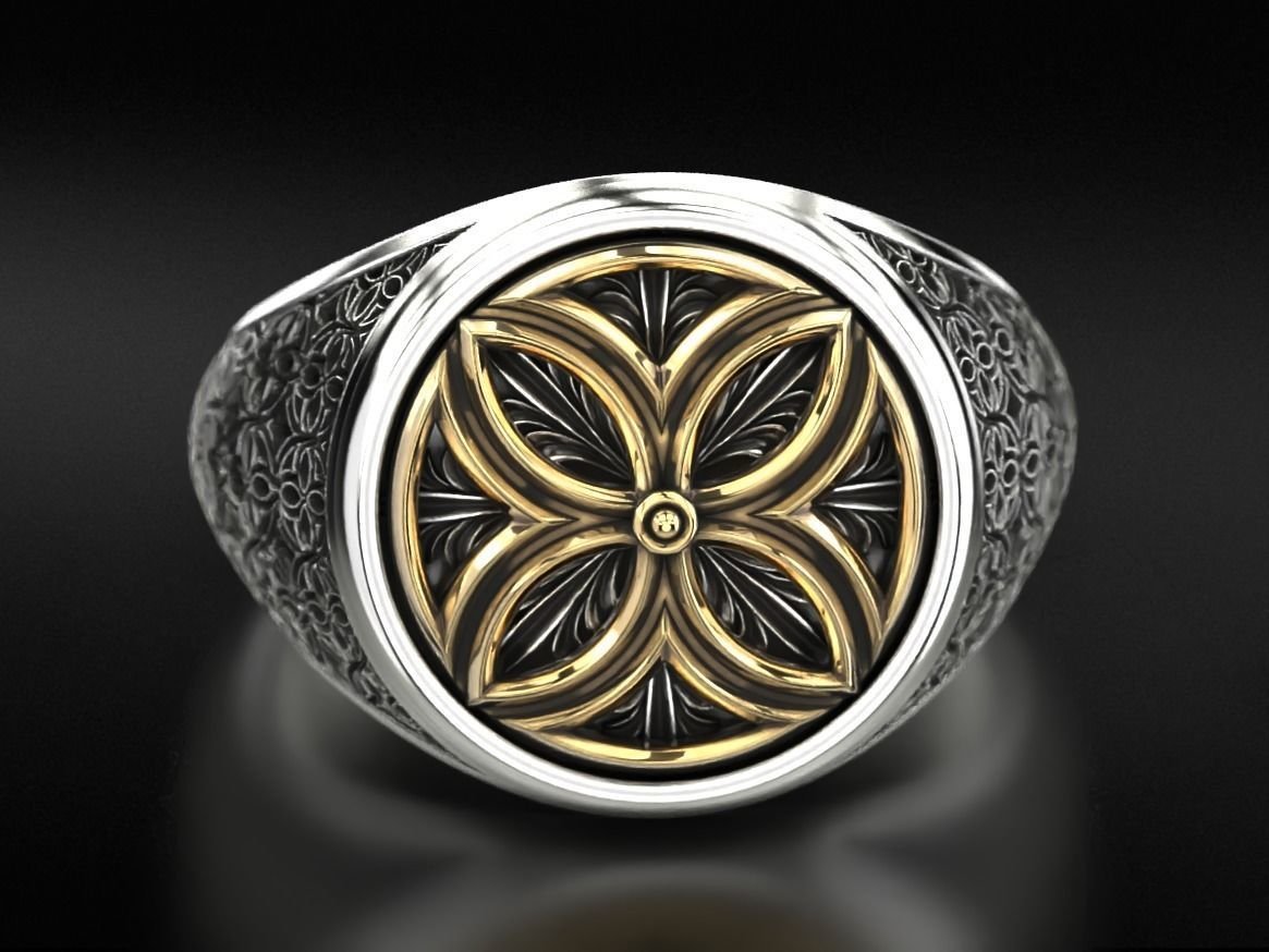 925 Sterling Silver Ring in flower of life patterns 697 - Image 2