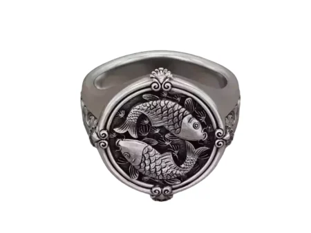 925 Sterling Silver Ring koi fish carp