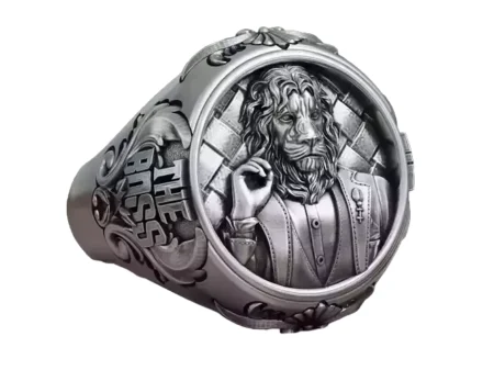 925 Sterling Silver Ring lion suit boss baroque pattern