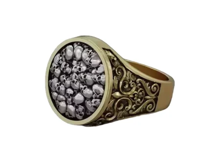 925 Sterling Silver Ring Skull mountain baroque pattern