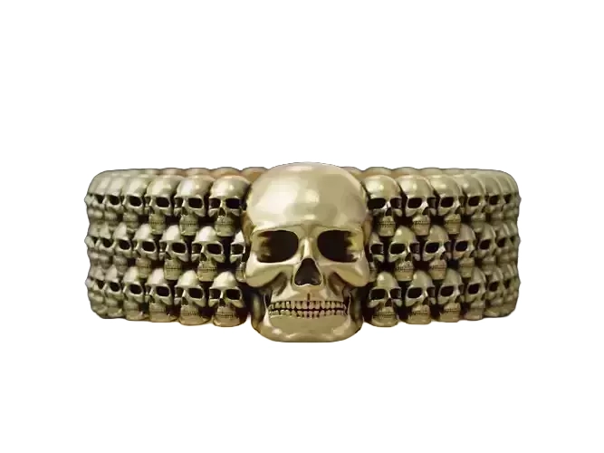 925 Sterling Silver Ring skulls mens silver band biker