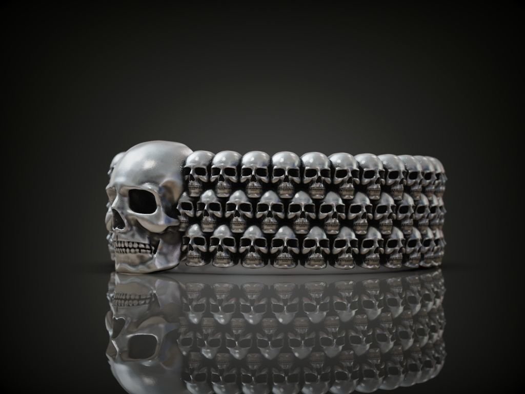 925 Sterling Silver Ring skulls mens silver band biker - Image 4
