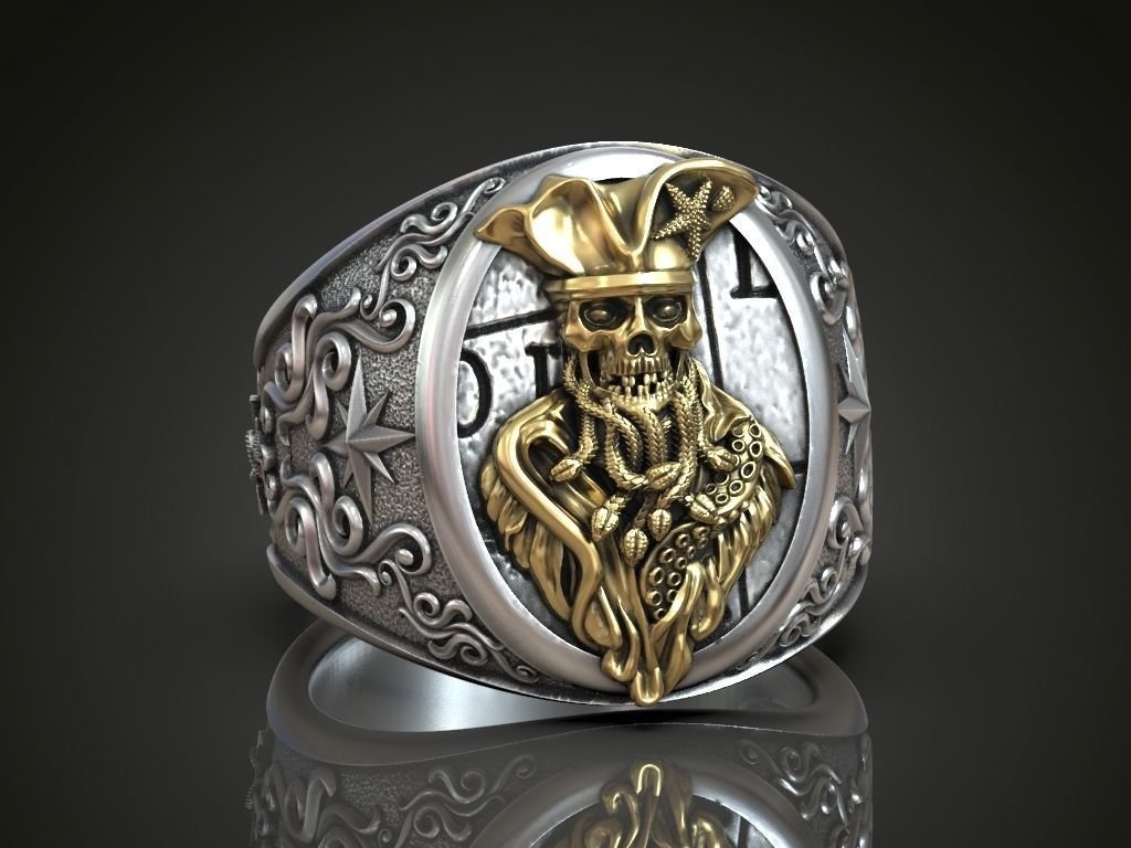 925 Sterling Silver Ring undead Pirate snakes wind rose anchor - Image 2