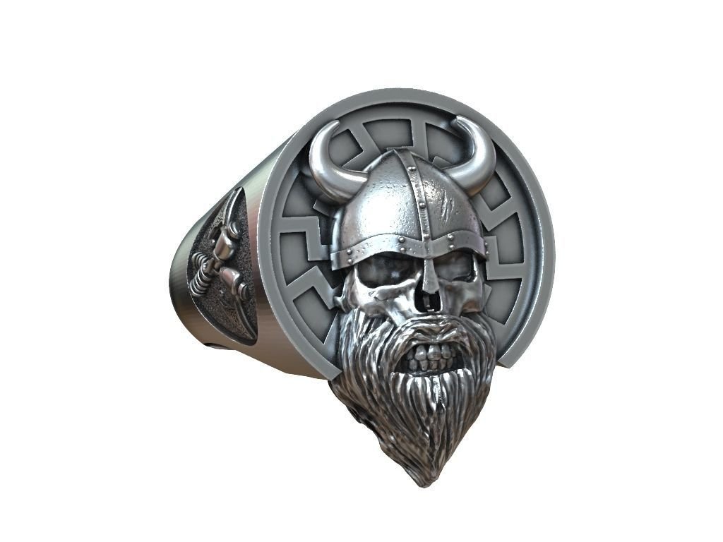 925 Sterling Silver Ring undead viking black sun scandinavian - Image 2