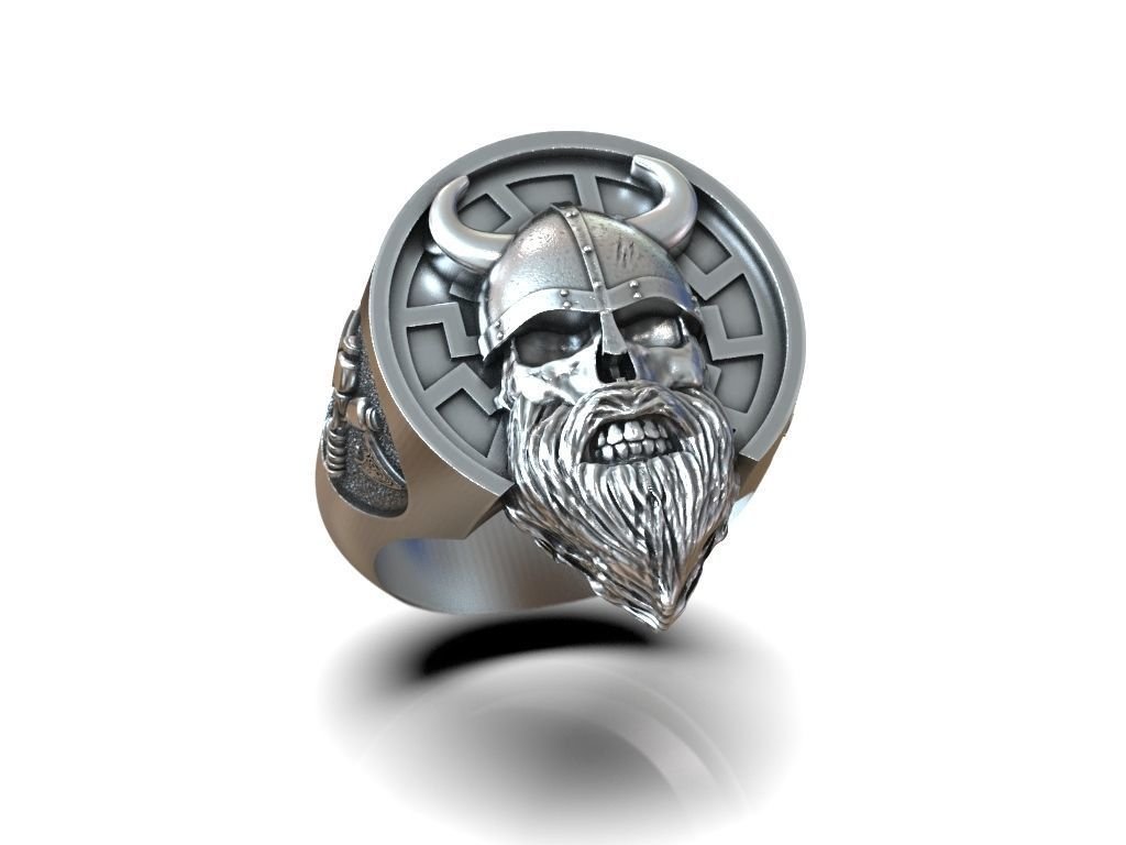 925 Sterling Silver Ring undead viking black sun scandinavian - Image 4