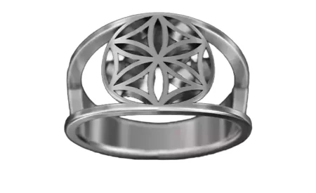 925 Sterling Silver Ring with a flower of life