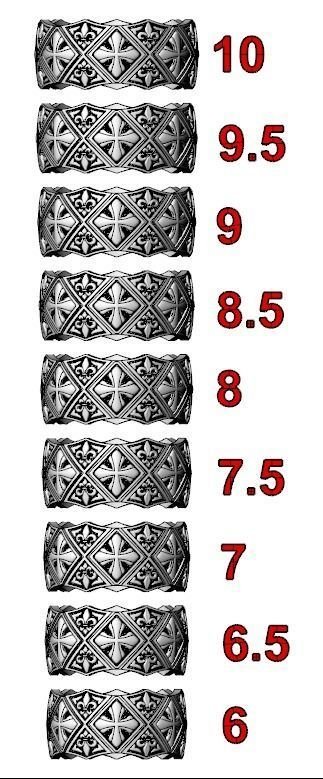 925 Sterling Silver Ring with Maltese cross and fleur-de-lis 784 - Image 11