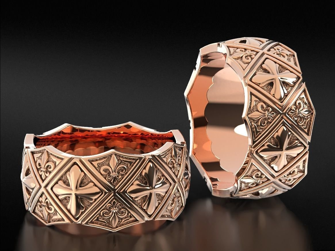 925 Sterling Silver Ring with Maltese cross and fleur-de-lis 784 - Image 6