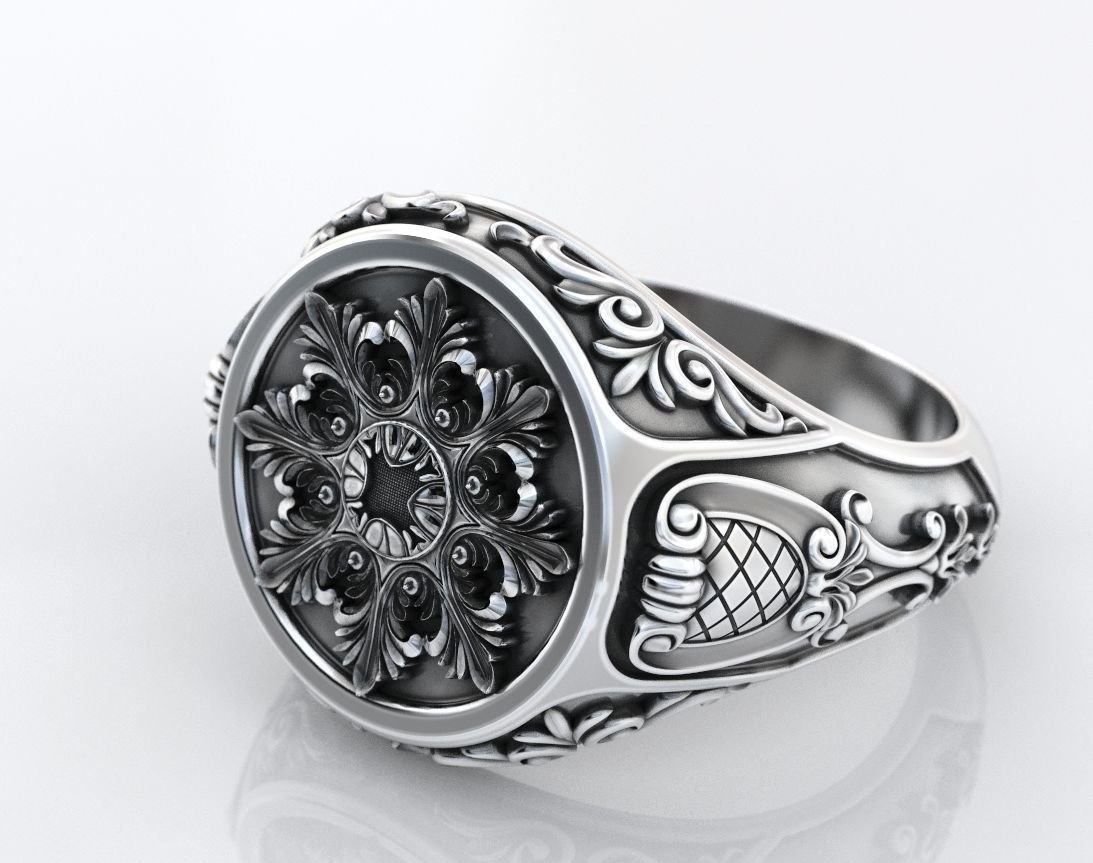 925 Sterling Silver Ring with old-fashioned patterns 374 - Image 4