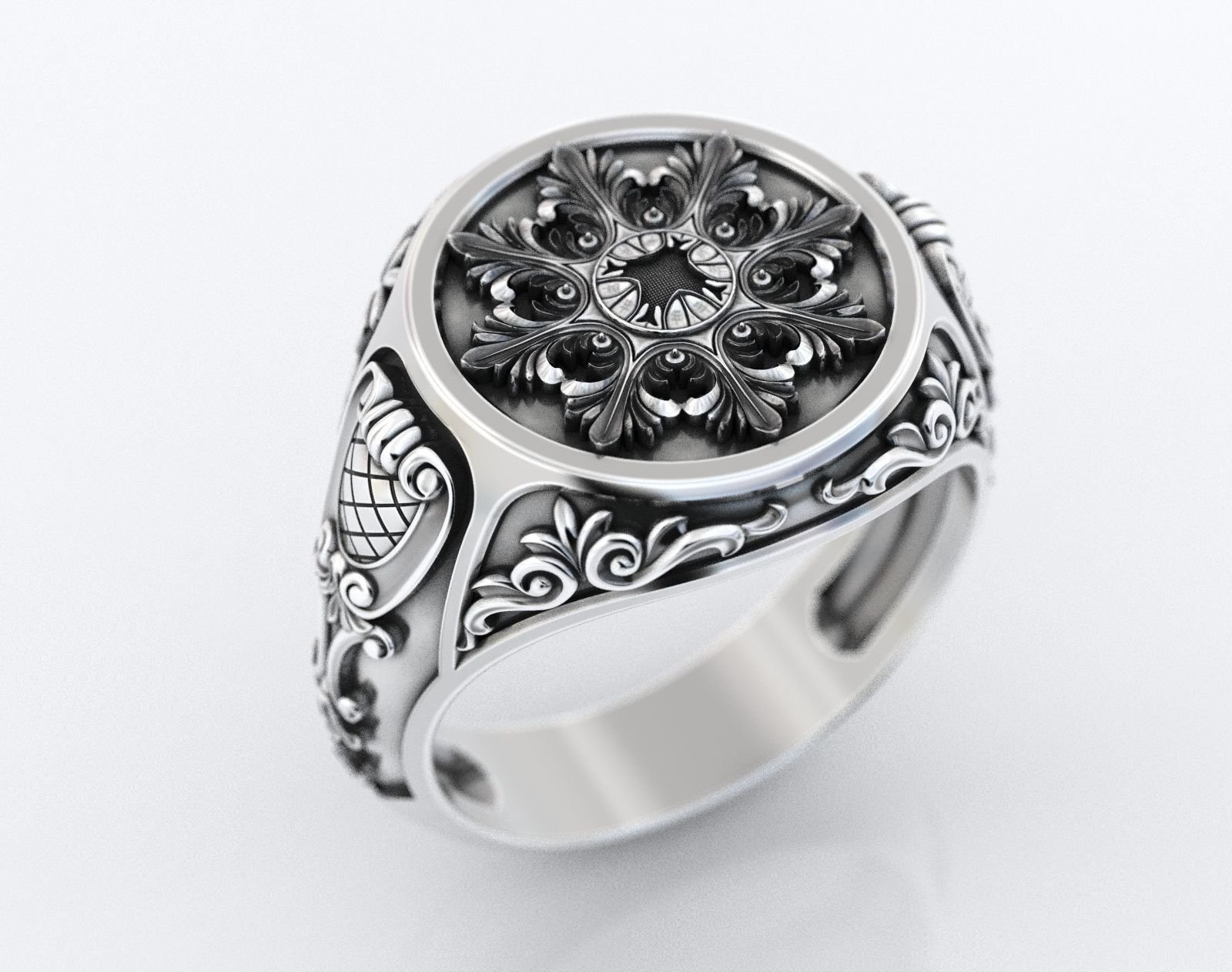 925 Sterling Silver Ring with old-fashioned patterns 374 - Image 7
