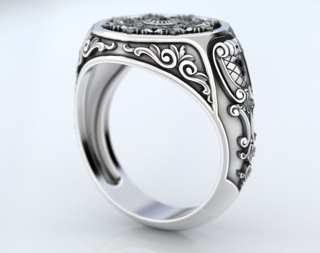 925 Sterling Silver Ring with old-fashioned patterns 374 - Image 2