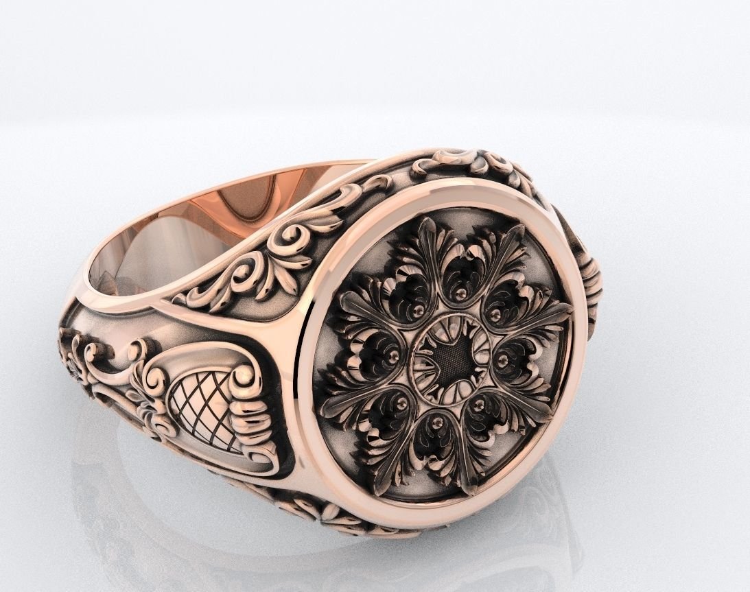 925 Sterling Silver Ring with old-fashioned patterns 374 - Image 5