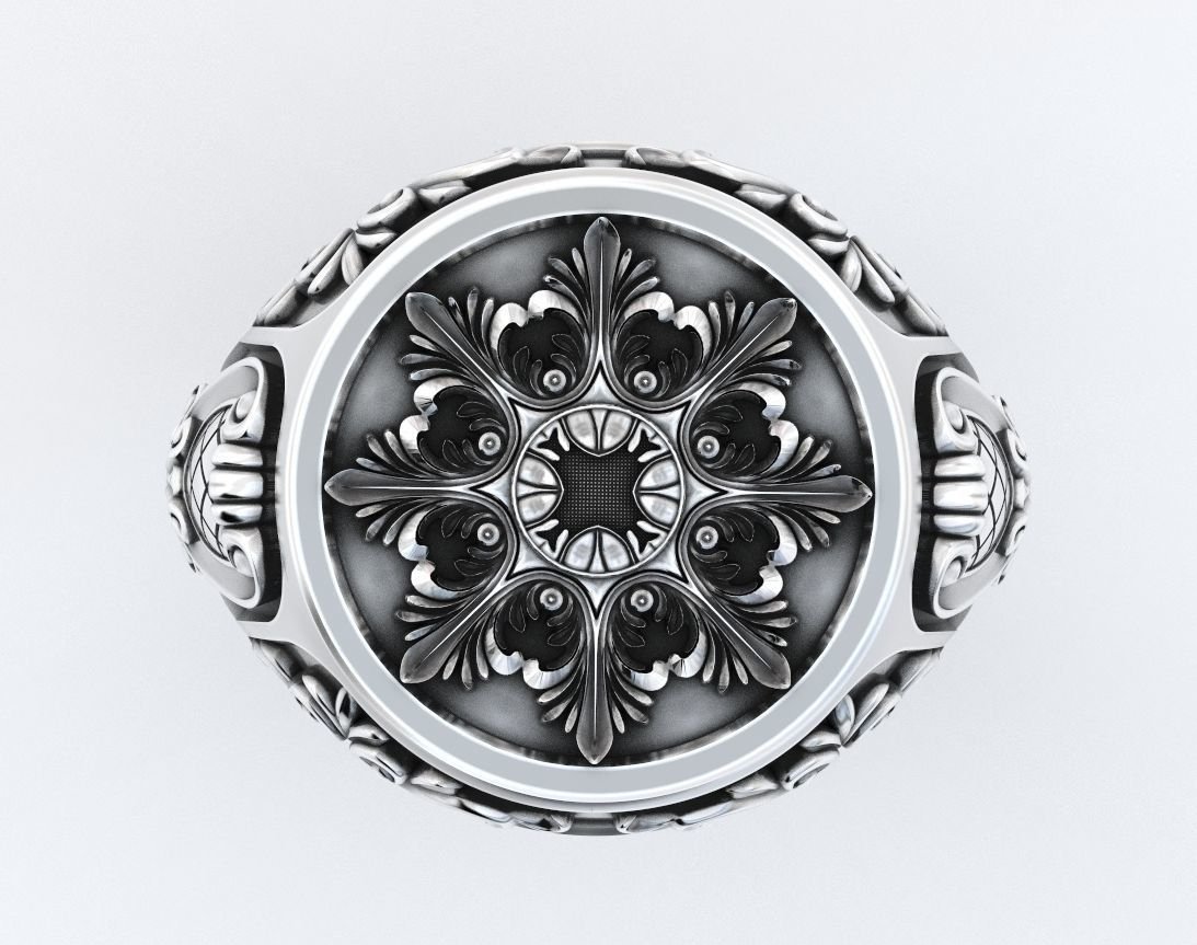 925 Sterling Silver Ring with old-fashioned patterns 374 - Image 8