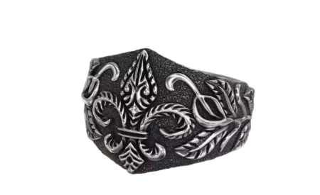 925 Sterling Silver Ring with patterns of heraldic lily 254