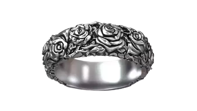 Roses Thorn Pattern Biker 925 Sterling Silver Ring