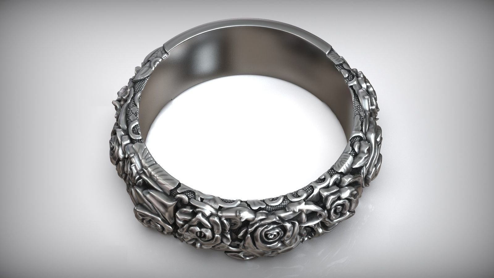 Roses Thorn Pattern Biker 925 Sterling Silver Ring - Image 5