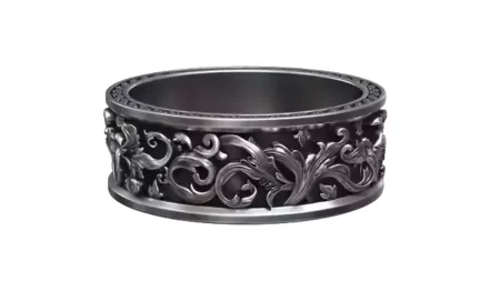 Royal Carved Rococo Ornament Wedding Band
