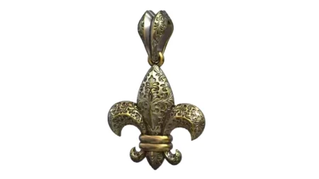 Royal Lily Fleur De Lis Silver 925 Sterling Silver Pendant