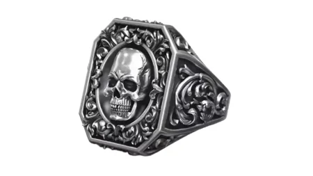 Royal Vintage Skull Rococo Pattern Signet