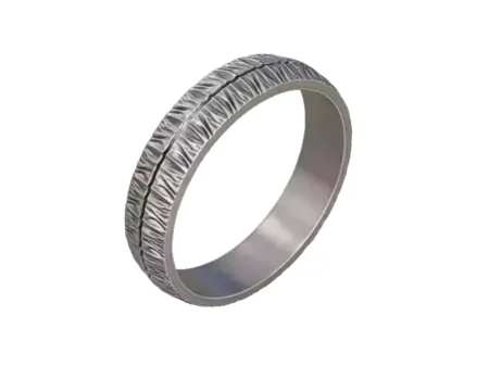 Rugged 925 Sterling Silver ring with torn surface folds and asymmetric contour