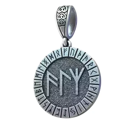 Runic 925 Sterling Silver Pendant Medallion Germanic Pagan