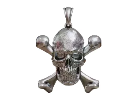 Skull and Crossbones 925 Sterling Silver Pendant Gothic Pirate Charm