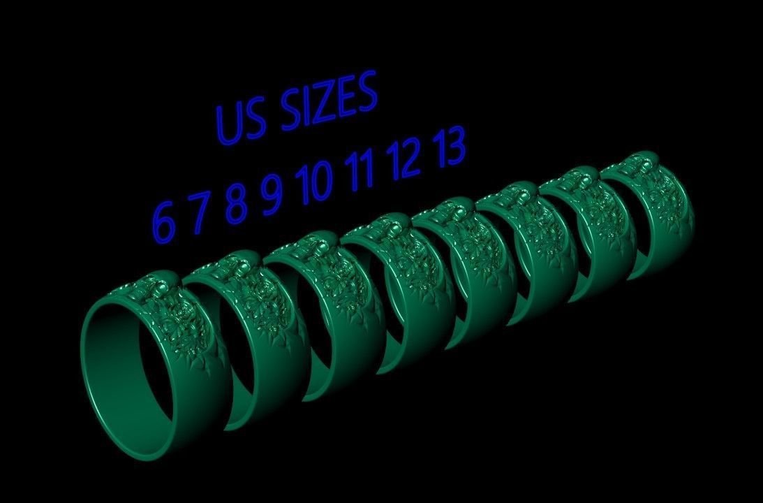 Skull flowers band 925 Sterling Silver ring - Image 5