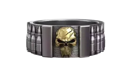Skull Punisher 925 Sterling Silver Ring Fan Art Bandolier Oxidized Silver