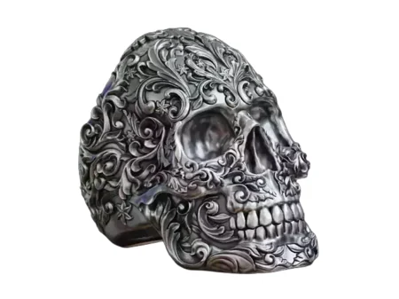 Skull 925 Sterling Silver ring baroque patterns