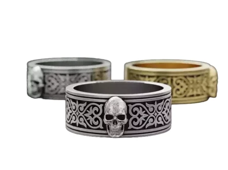 Skull 925 Sterling Silver Ring Gothic Ornate Band Design