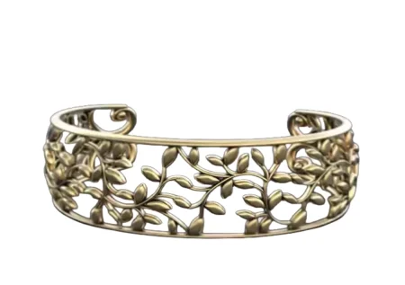 Stylish elegant 925 Sterling Silver bracelet with leaves