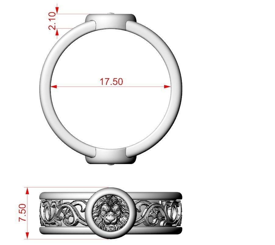 Stylish lion head 925 Sterling Silver ring with patterns 520 - Image 5