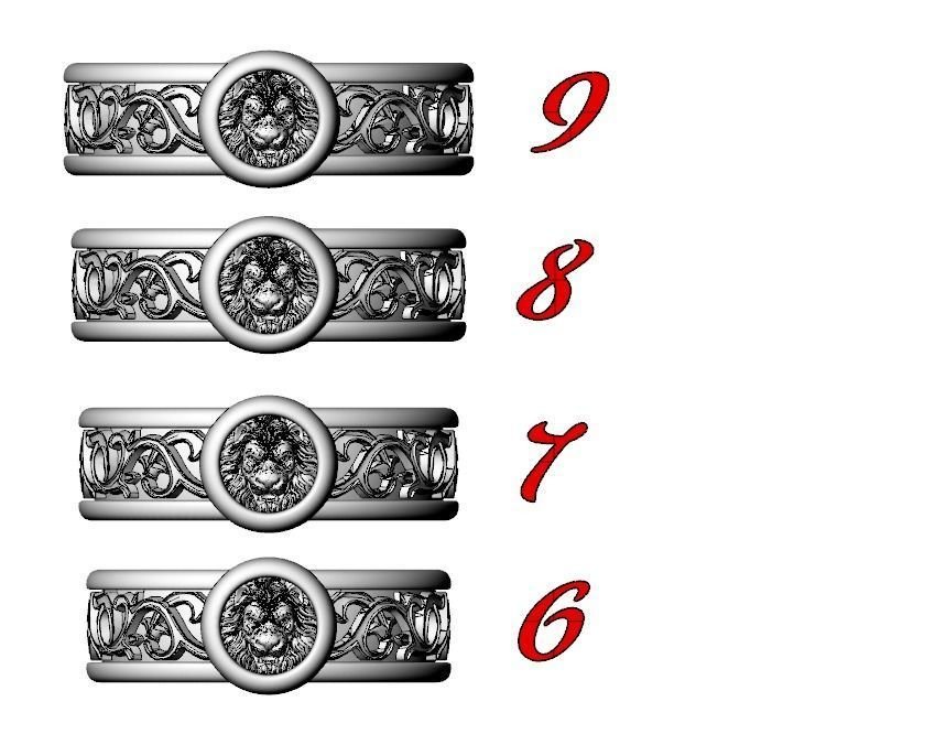 Stylish lion head 925 Sterling Silver ring with patterns 520 - Image 6