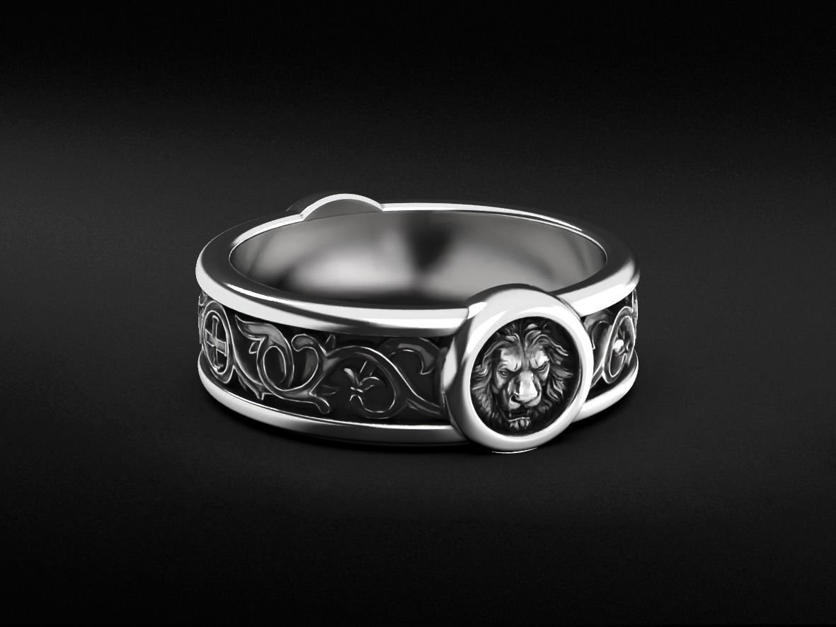 Stylish lion head 925 Sterling Silver ring with patterns 520 - Image 4