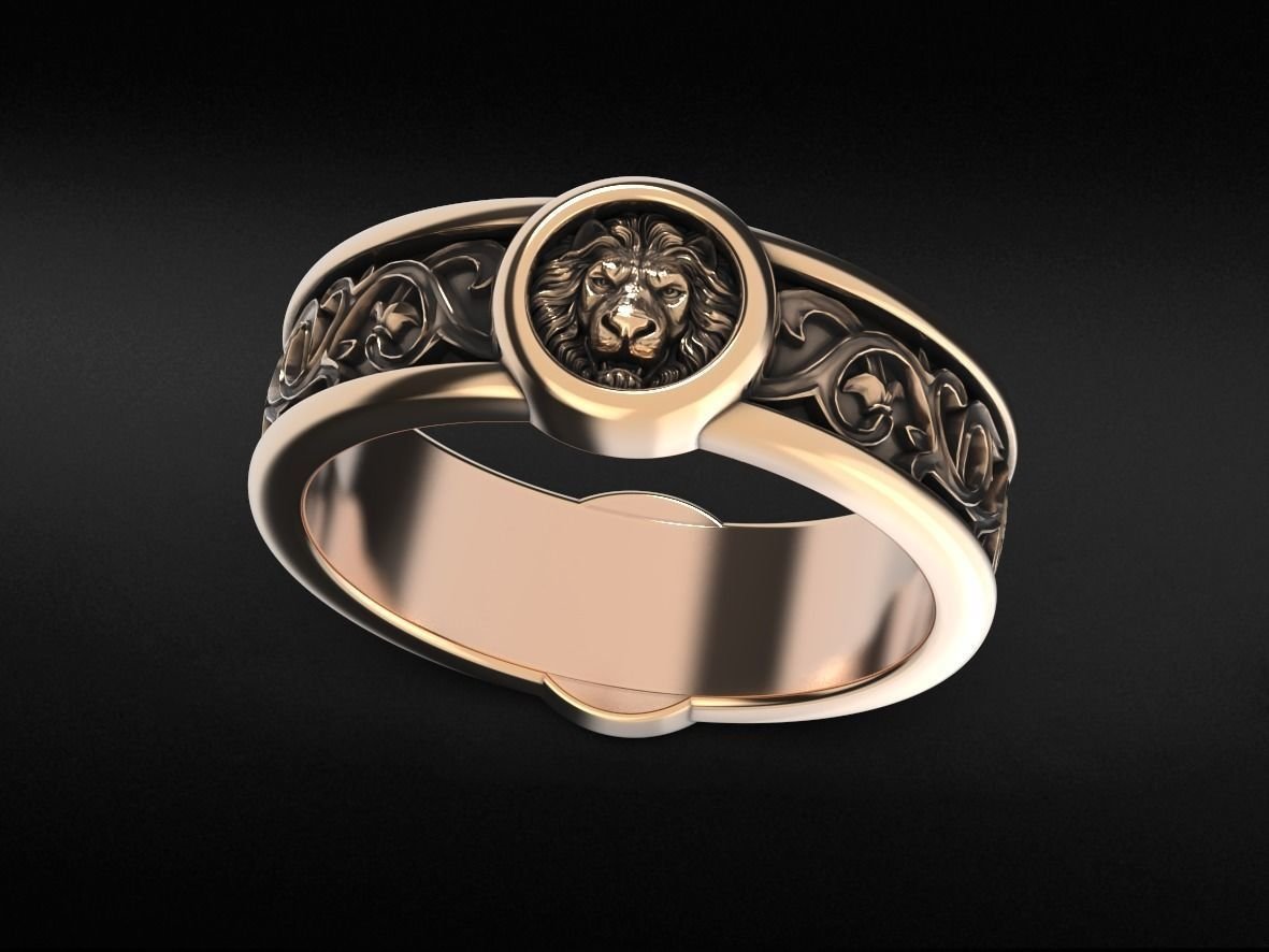 Stylish lion head 925 Sterling Silver ring with patterns 520 - Image 2